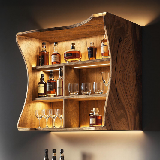 Cavola Functional Natural Wood Wine Bar Shelf
