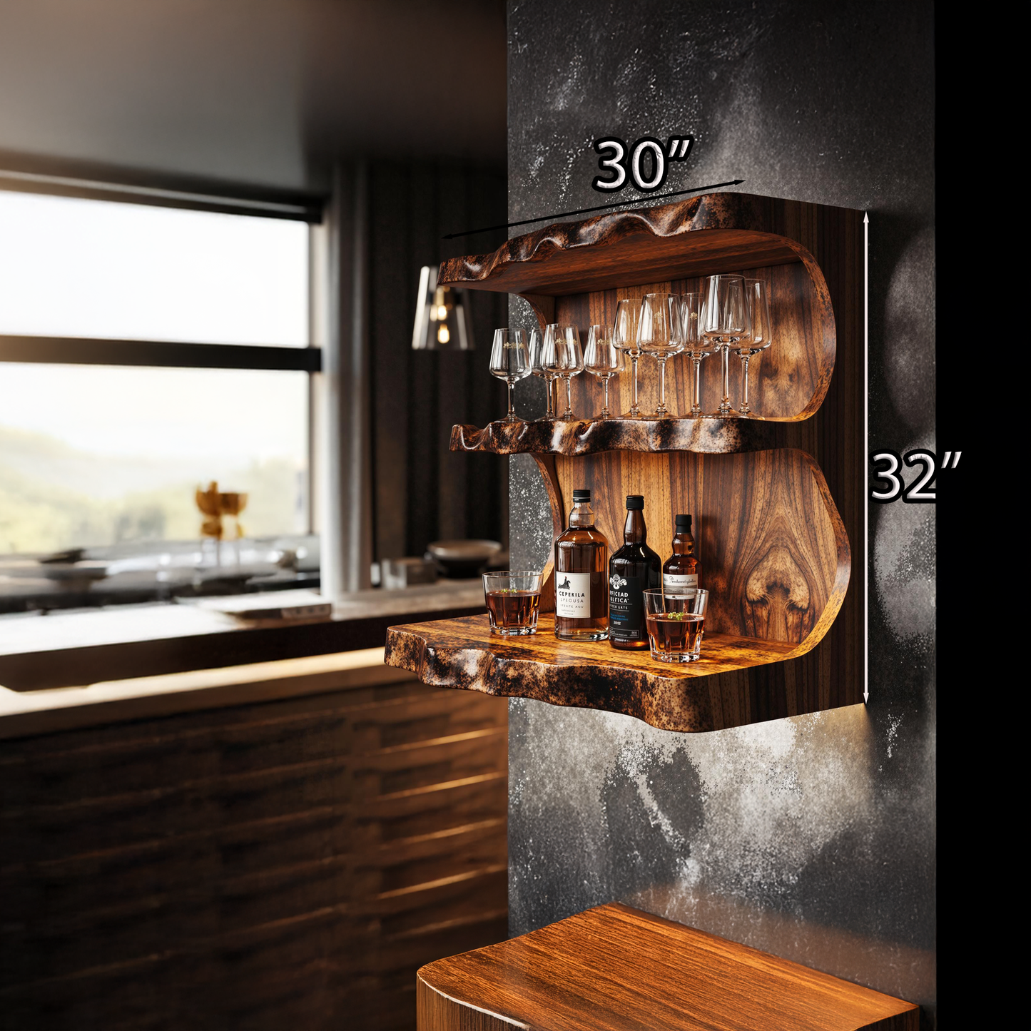 Cavola Stylish Vintage Natural Wood Wine Bar Shelf for a Cozy Space