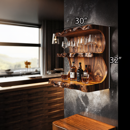 Cavola Stylish Vintage Natural Wood Wine Bar Shelf for a Cozy Space