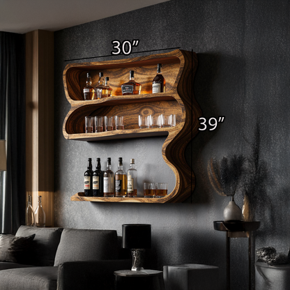 Cavola Customizable Wood Wine Bar Shelf for Modern Living Rooms