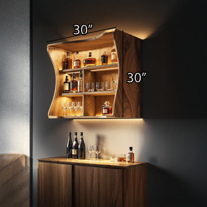 Cavola Functional Natural Wood Wine Bar Shelf