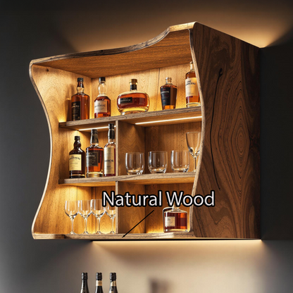 Cavola Functional Natural Wood Wine Bar Shelf