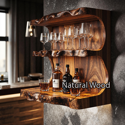 Cavola Stylish Vintage Natural Wood Wine Bar Shelf for a Cozy Space